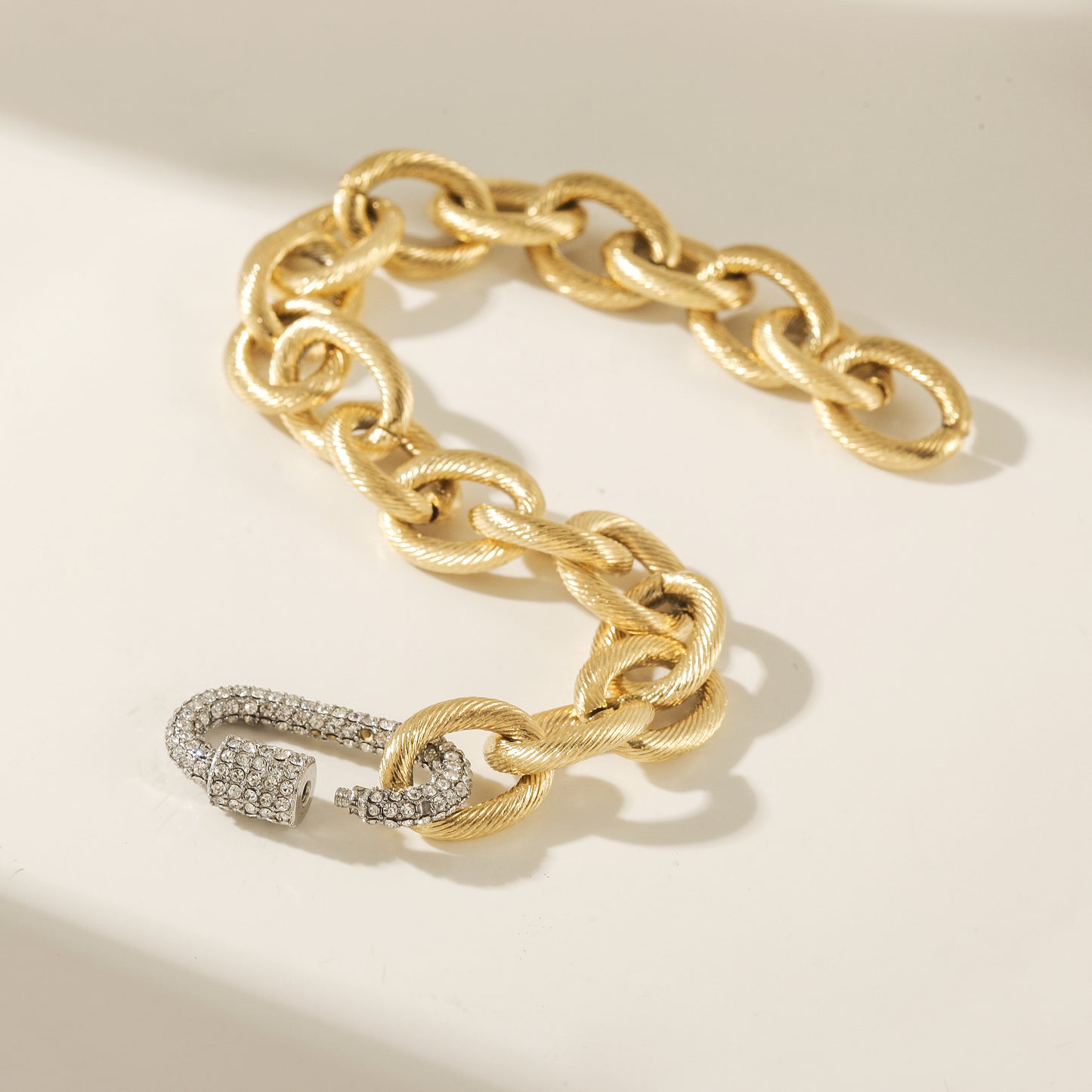 Golden Chain Bracelet-NSB1910STGCWG-8