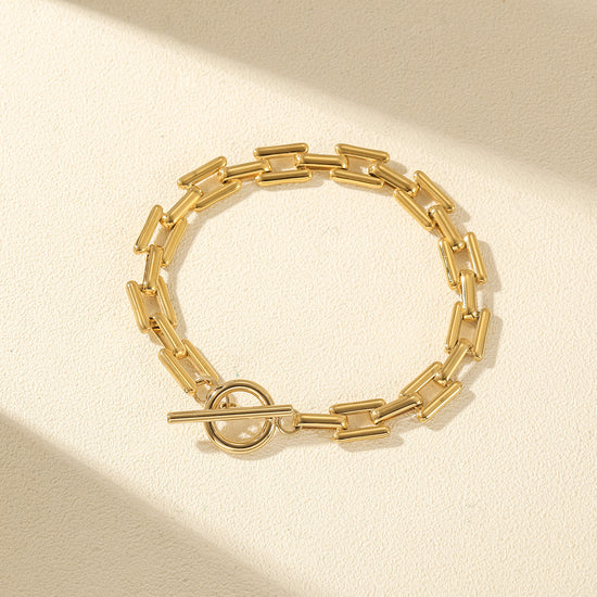 14k Gold Lock Square Bracelet