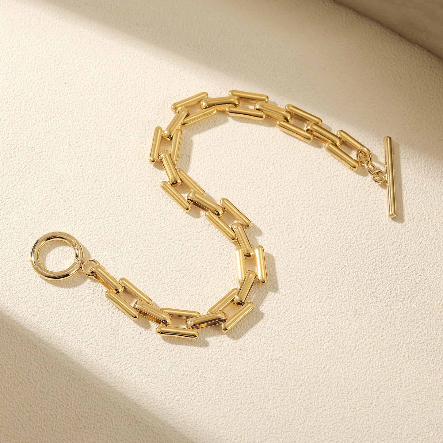 14k Gold Lock Square Bracelet