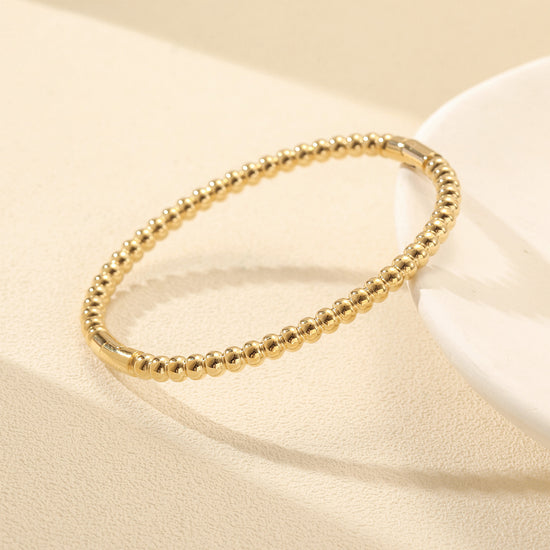 Golden round bead bracelet-NSB1913STGC