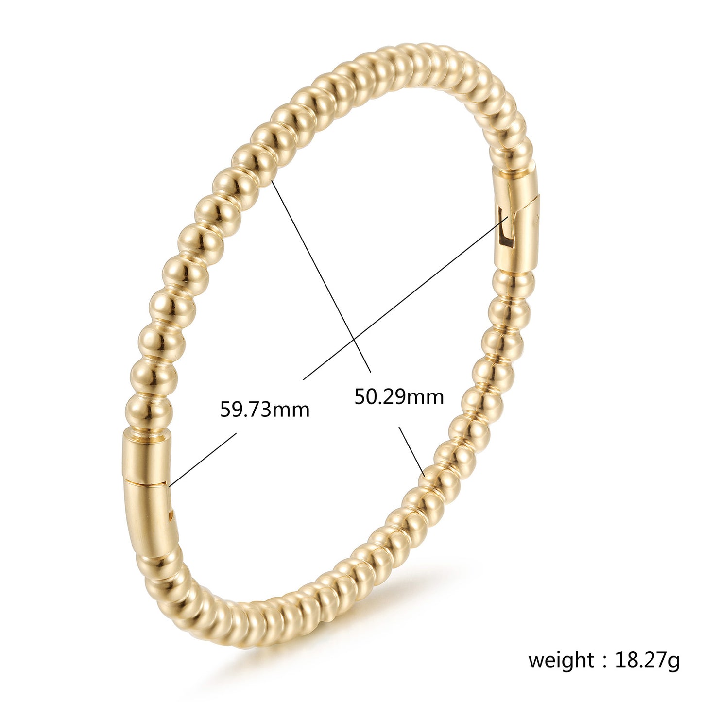 Golden round bead bracelet-NSB1913STGC