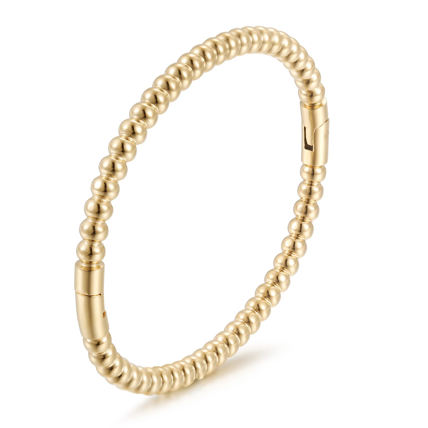Golden round bead bracelet-NSB1913STGC