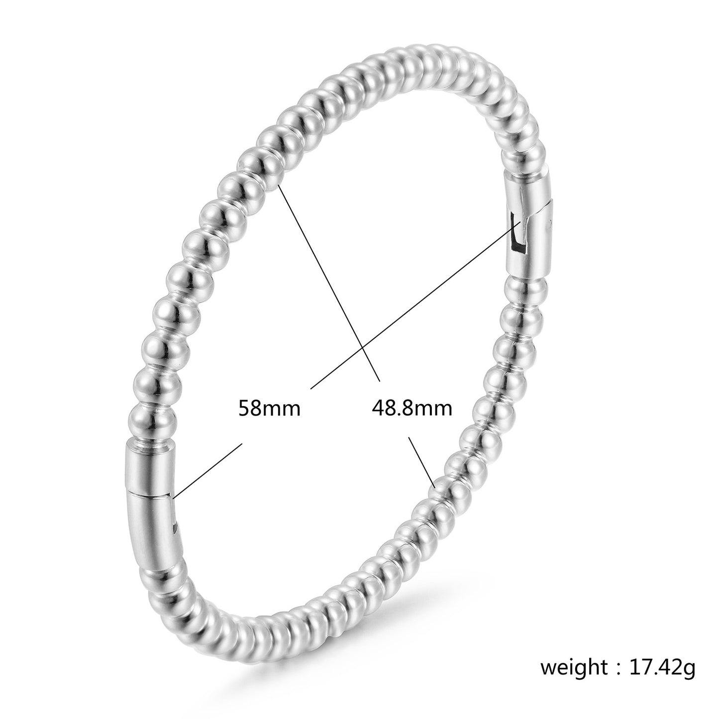 Silver round bead bracelet-NSB1913STWG
