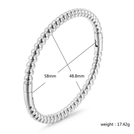 Silver round bead bracelet-NSB1913STWG