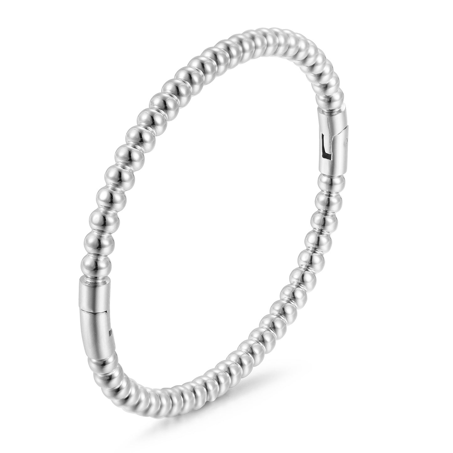 Silver round bead bracelet-NSB1913STWG