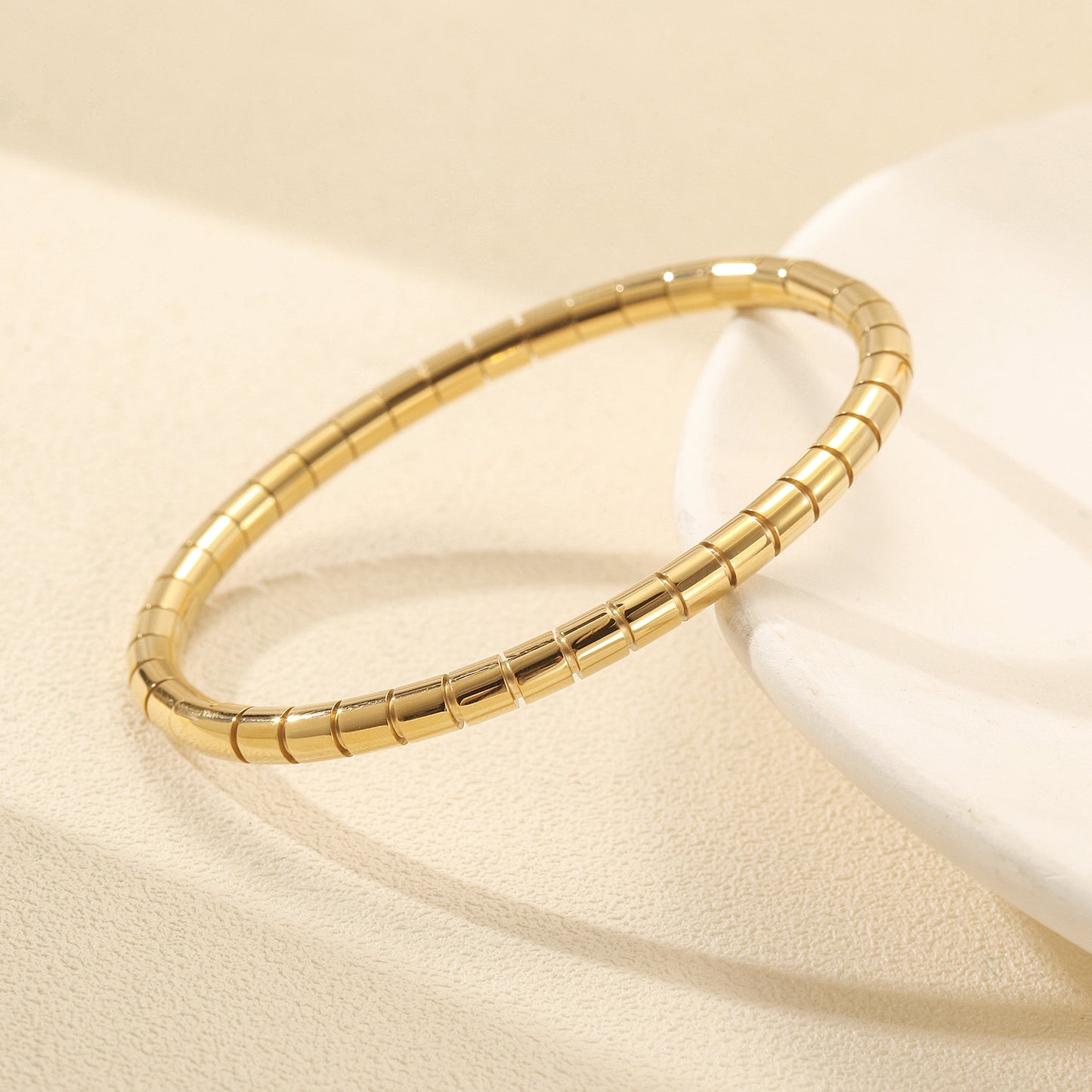 Gold stainless steel smooth surface bracelet-NSB1916STGC