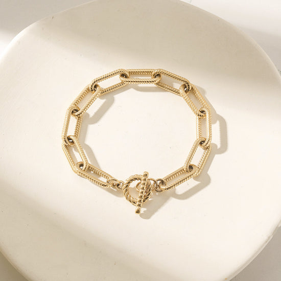 Golden buckle hollow bracelet-NSB1918STGC-7