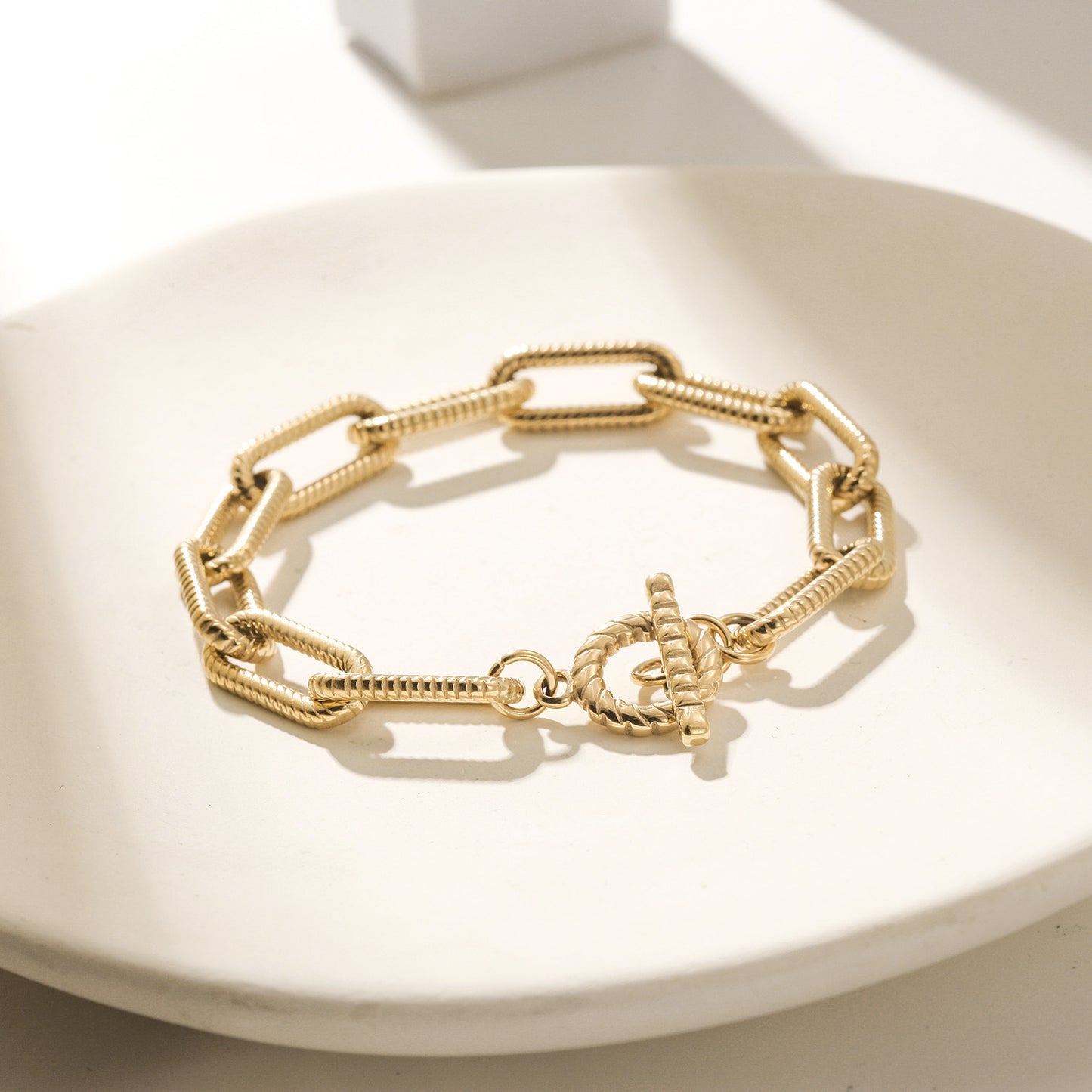 Golden buckle hollow bracelet-NSB1918STGC-7