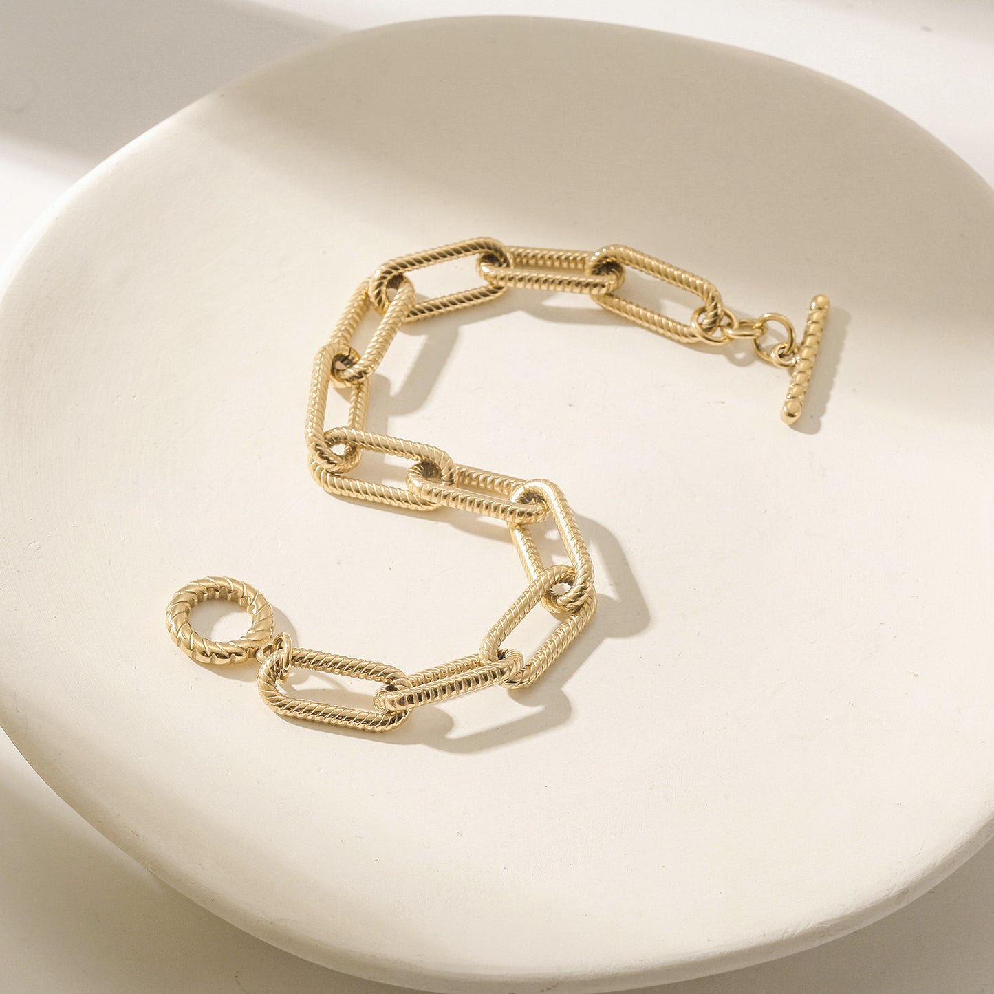 Golden buckle hollow bracelet-NSB1918STGC-7
