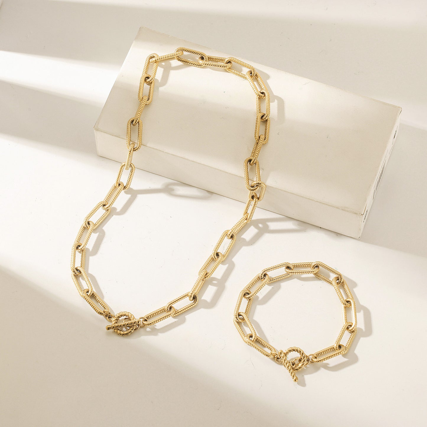 Golden buckle hollow bracelet-NSB1918STGC-7