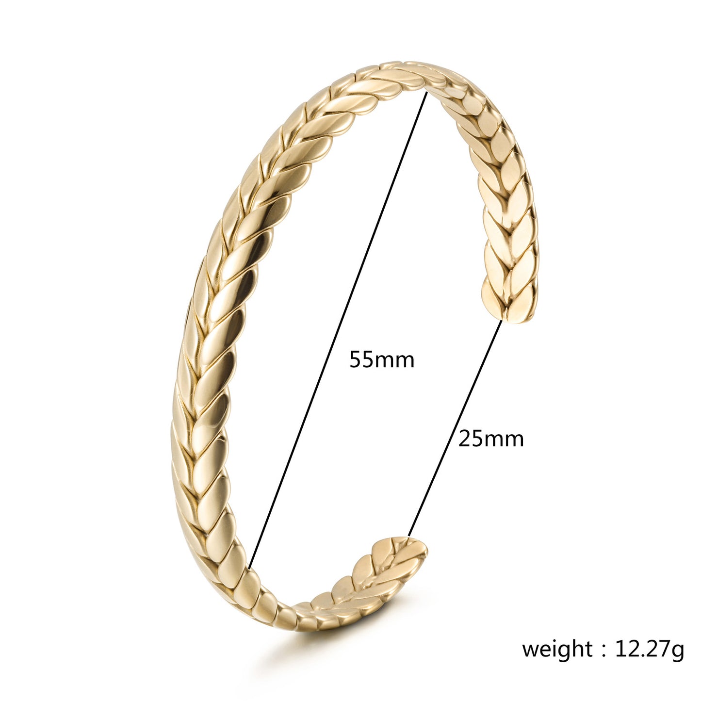 Golden Feather C-shaped Bracelet-NSB1927STGC