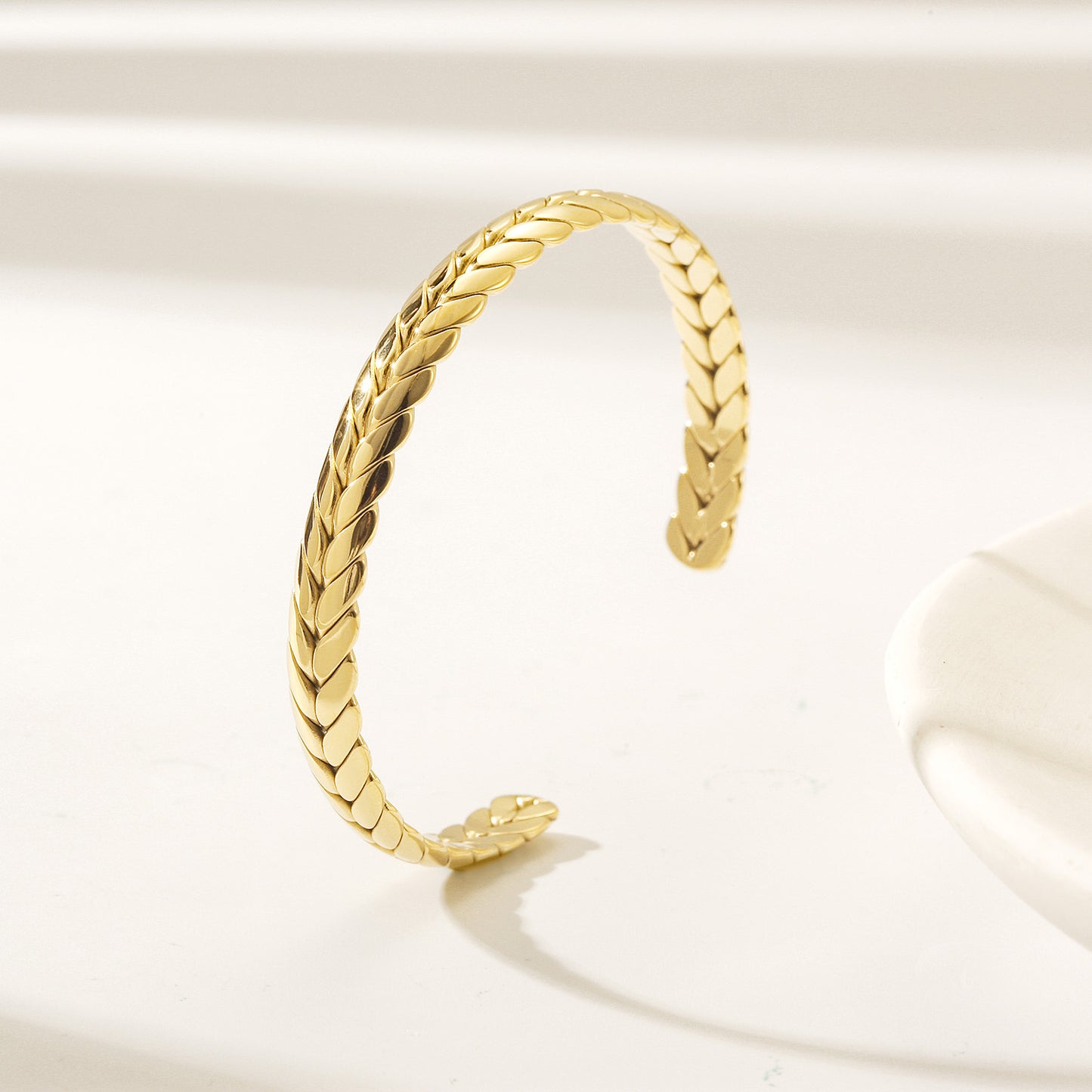 Golden Feather C-shaped Bracelet-NSB1927STGC