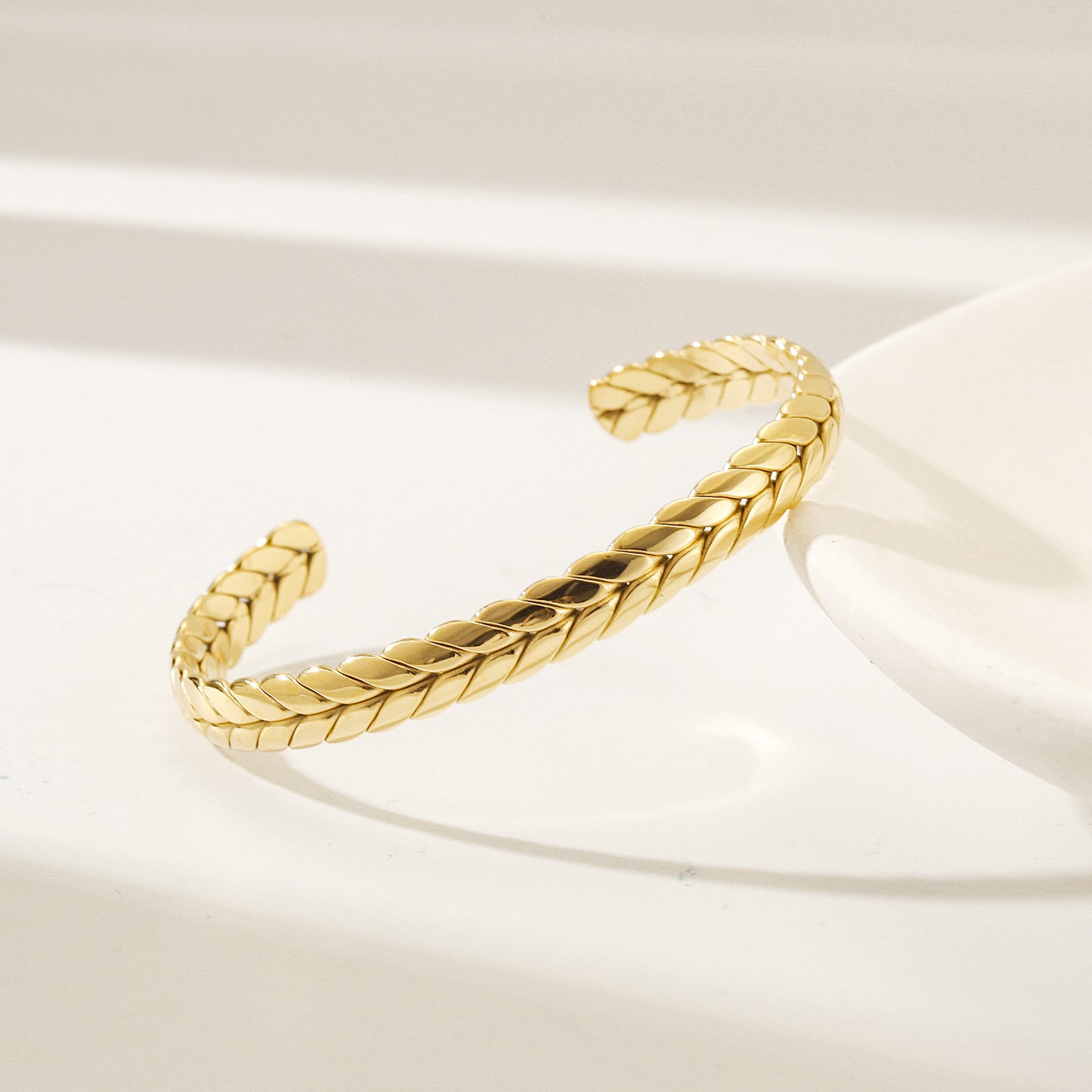Golden Feather C-shaped Bracelet-NSB1927STGC