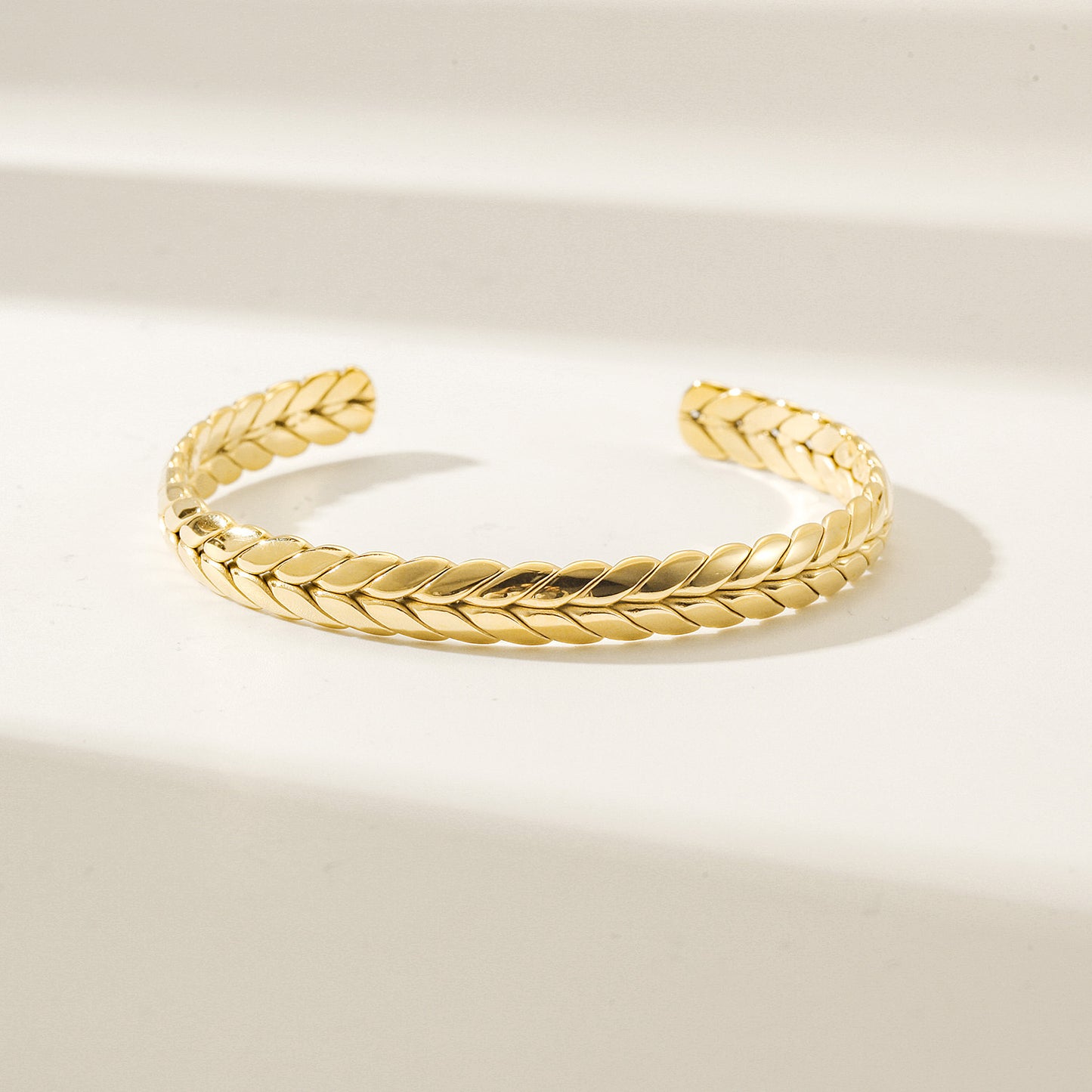 Golden Feather C-shaped Bracelet-NSB1927STGC