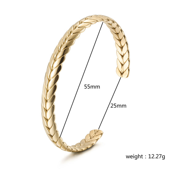 Golden Feather C-shaped Bracelet-NSB1927STGC