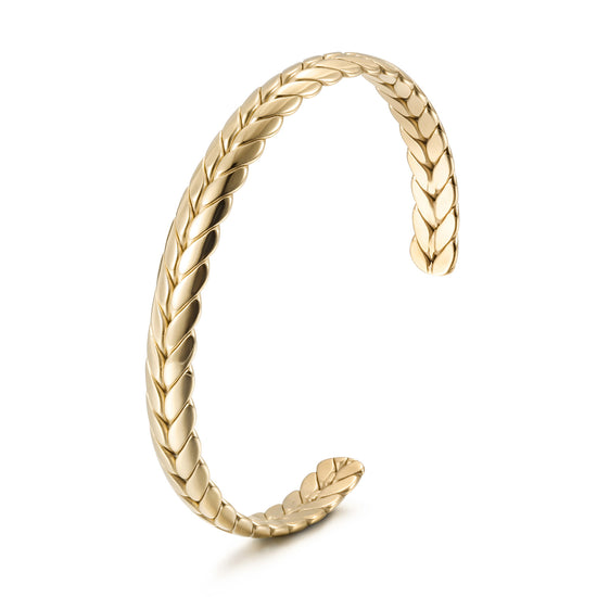 Golden Feather C-shaped Bracelet-NSB1927STGC