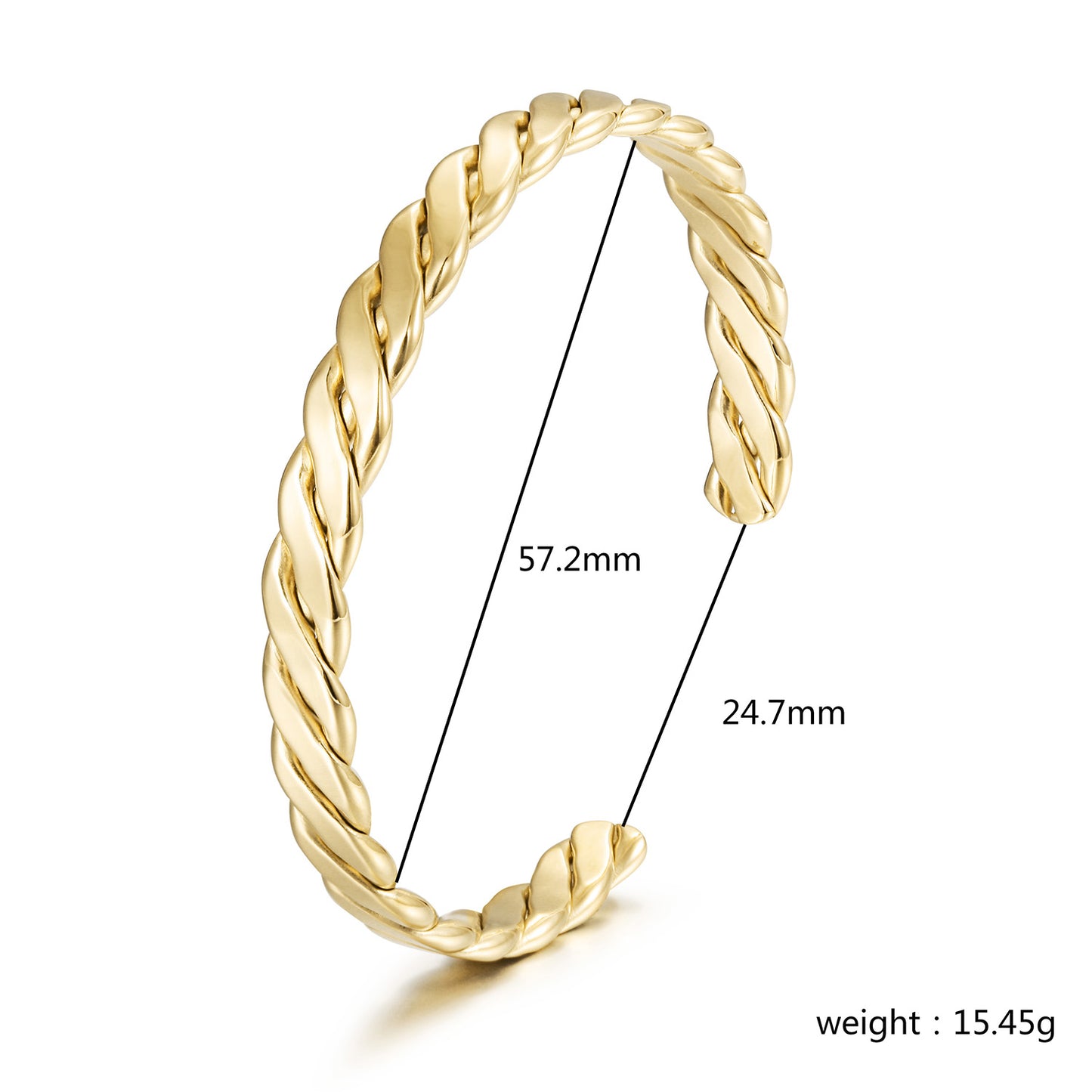 Golden cable C-shaped bracelet-NSB1928STGC
