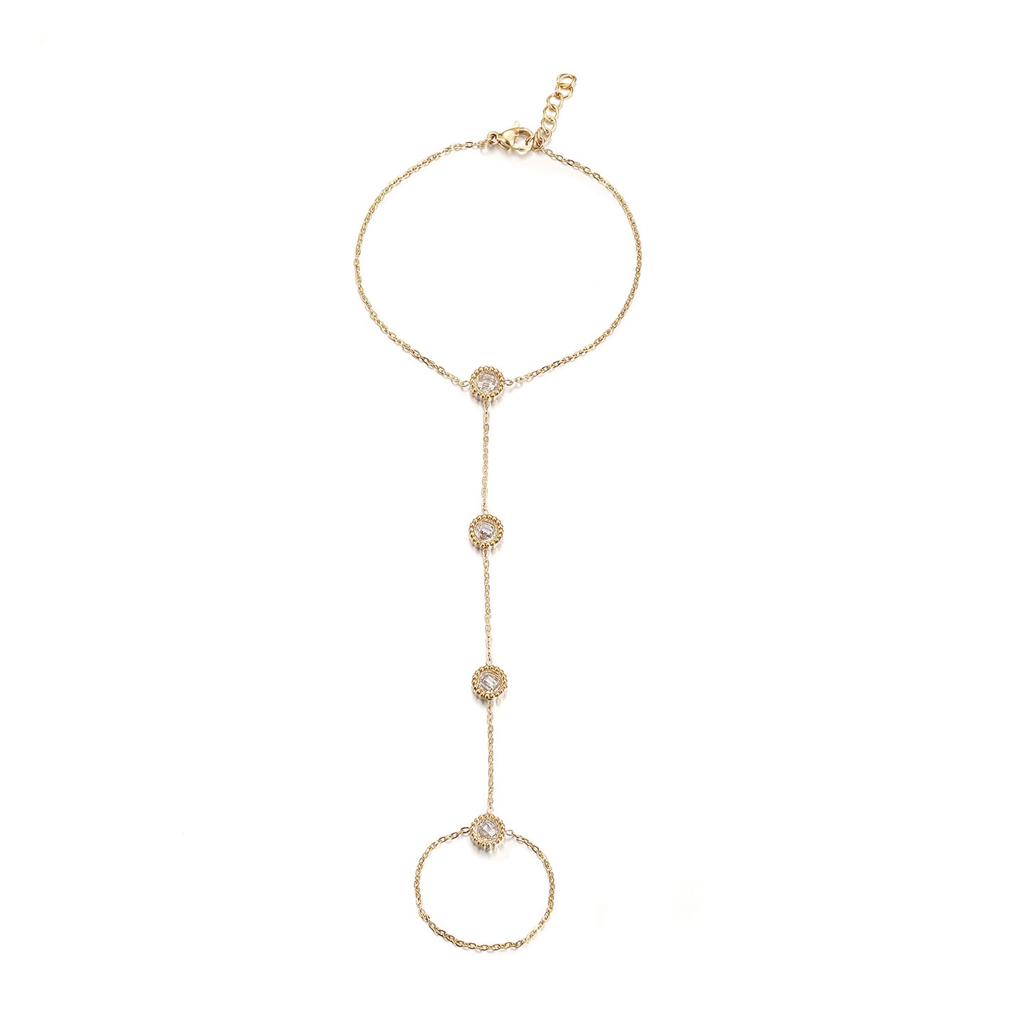 Golden Chain Circle Bracelet-NSB1932STGCZD