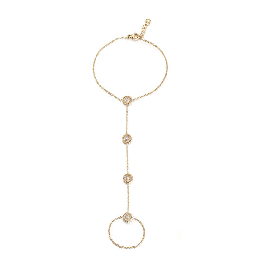 Golden Chain Circle Bracelet-NSB1932STGCZD