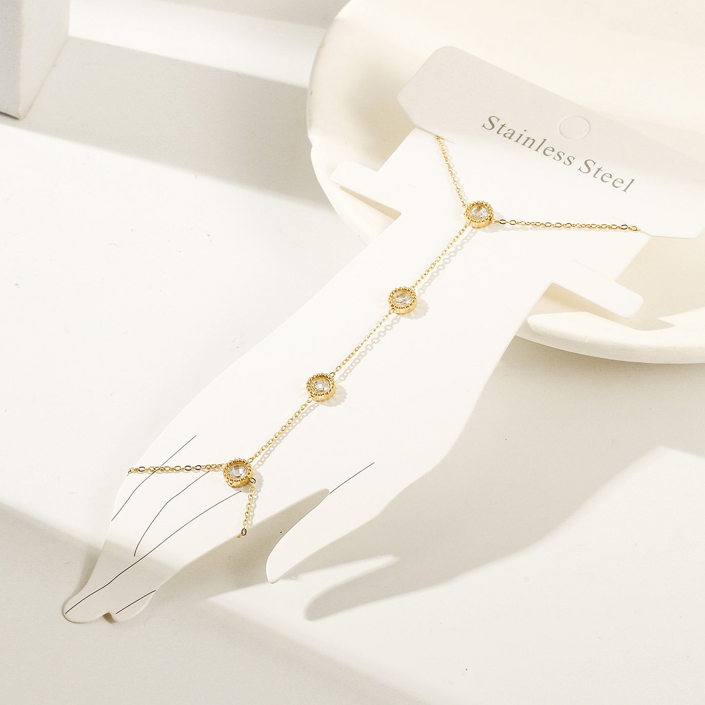 Golden Chain Circle Bracelet-NSB1932STGCZD