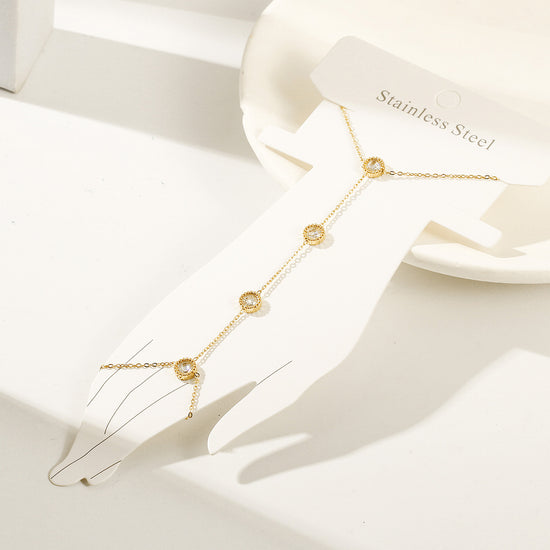Golden Chain Circle Bracelet-NSB1932STGCZD
