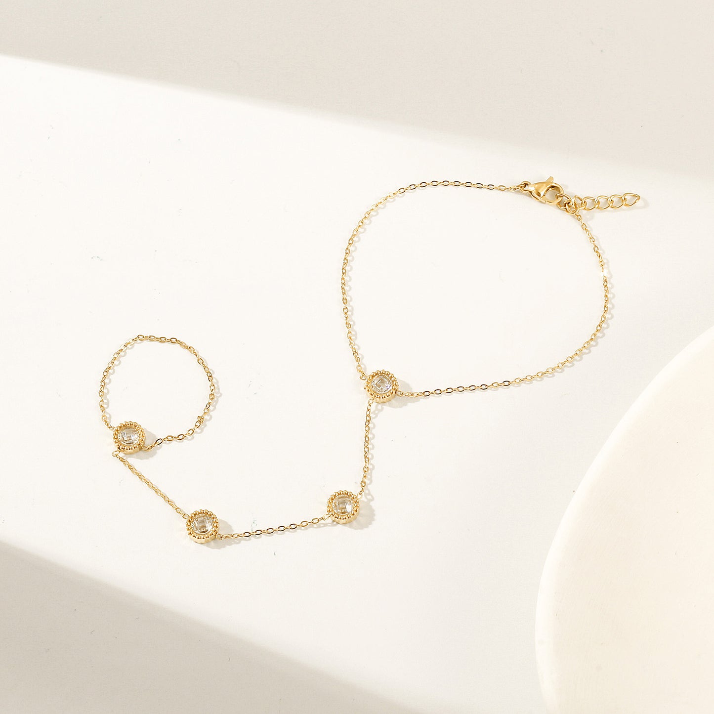 Golden Chain Circle Bracelet-NSB1932STGCZD