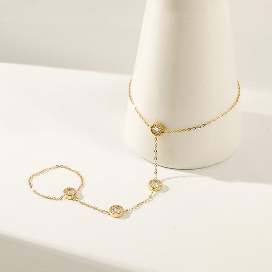 Golden Chain Circle Bracelet-NSB1932STGCZD