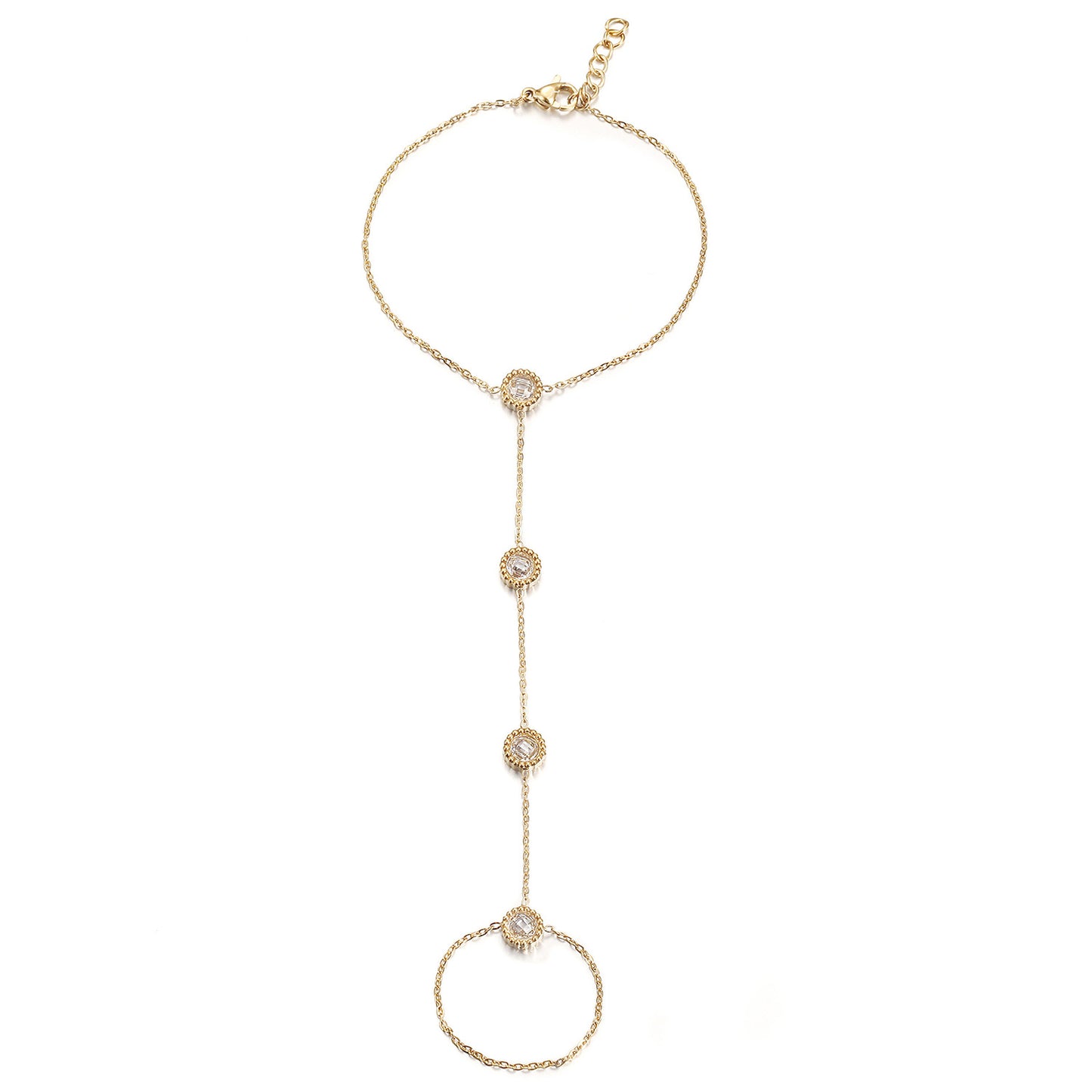 Golden Chain Circle Bracelet-NSB1932STGCZD