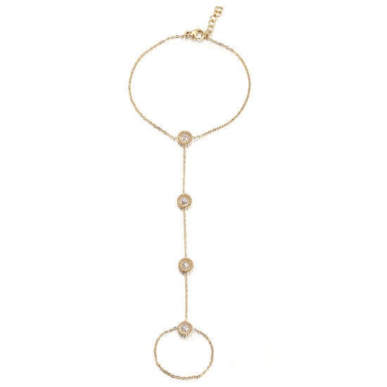 Golden Chain Circle Bracelet-NSB1932STGCZD