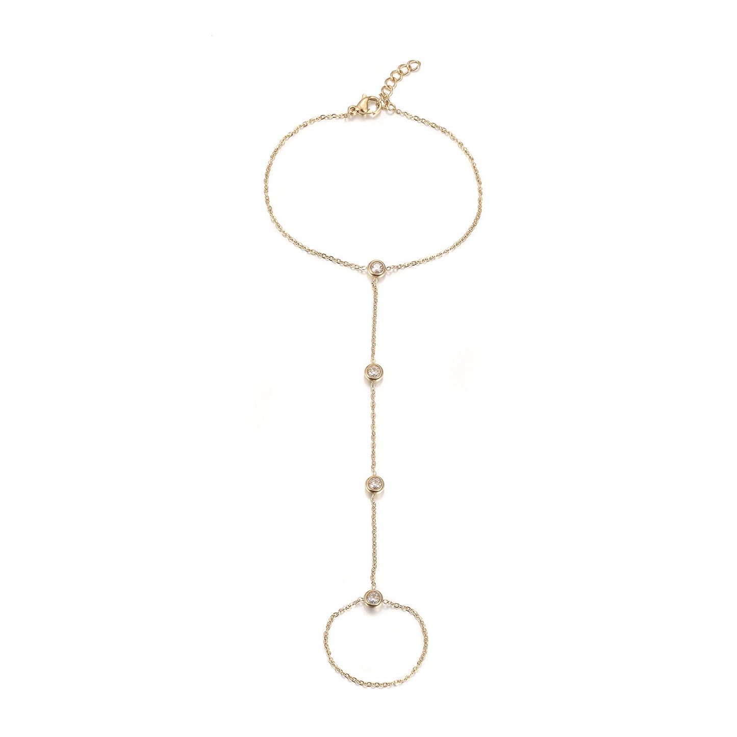 Golden Chain Circle Bracelet-NSB1933STGCZD