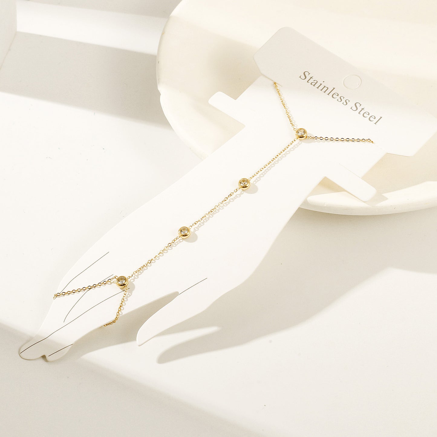 Golden Chain Circle Bracelet-NSB1933STGCZD