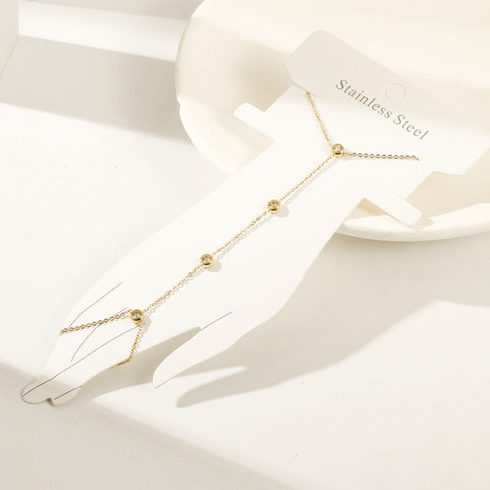 Golden Chain Circle Bracelet-NSB1933STGCZD