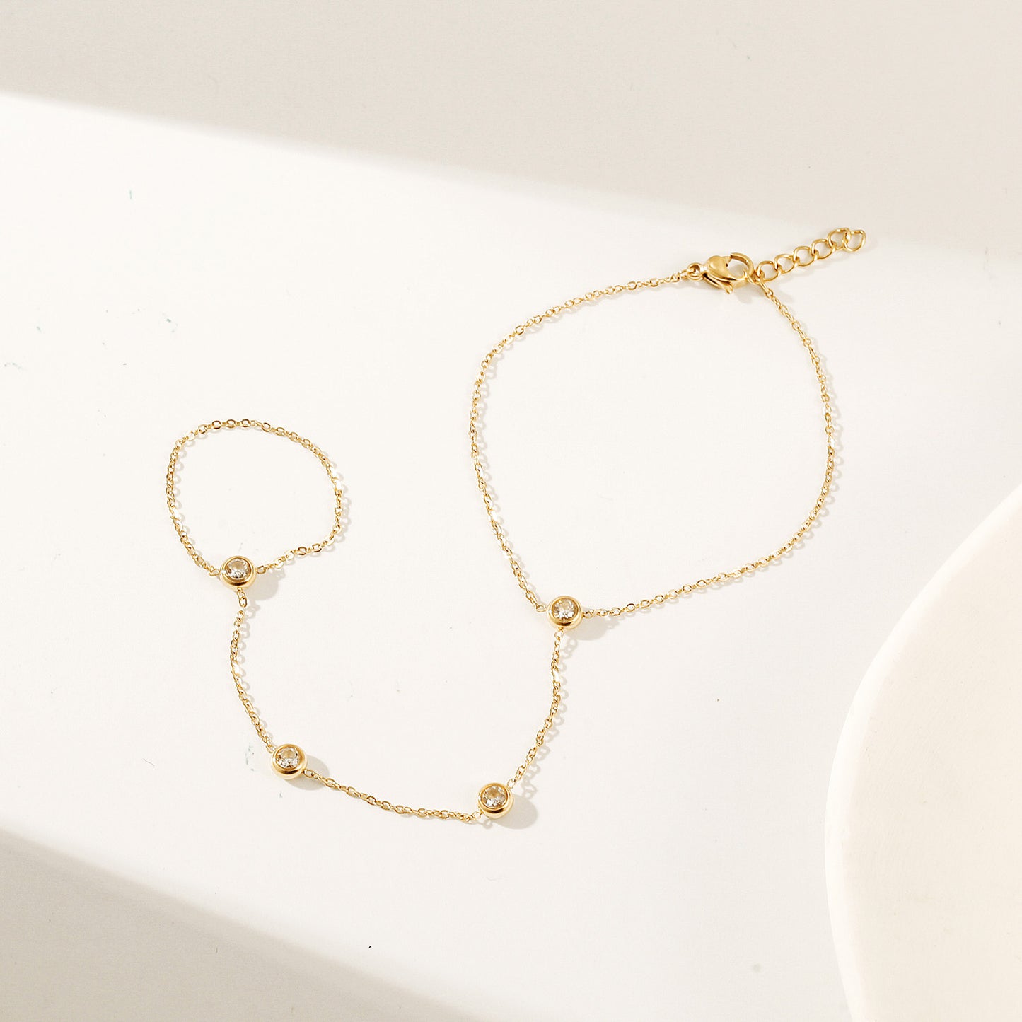 Golden Chain Circle Bracelet-NSB1933STGCZD