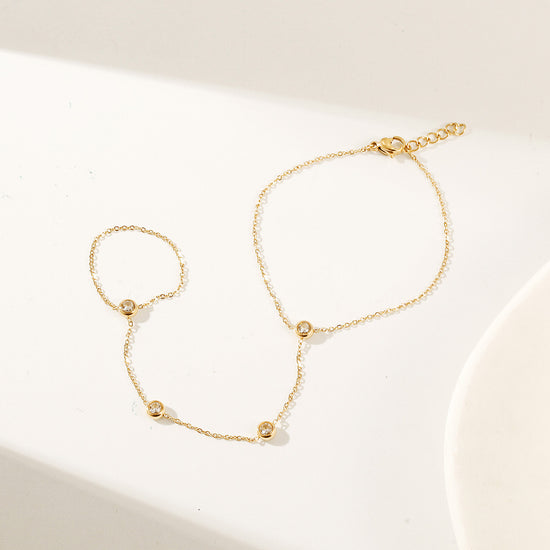 Golden Chain Circle Bracelet-NSB1933STGCZD