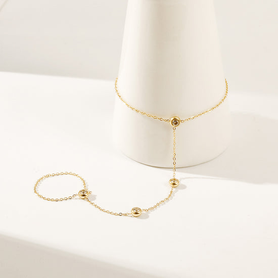Golden Chain Circle Bracelet-NSB1933STGCZD