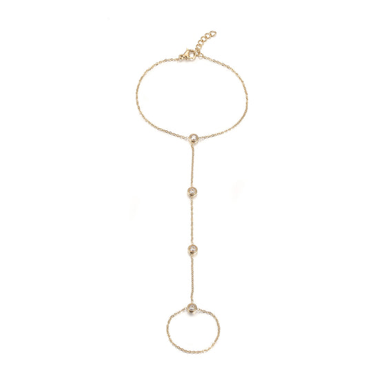 Golden Chain Circle Bracelet-NSB1933STGCZD