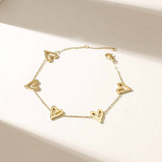 Chain heart-shaped hollow bracelet-NSB1935STGC