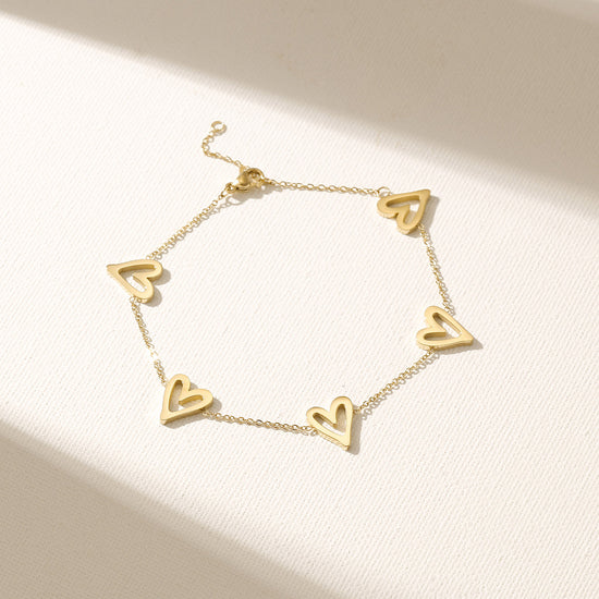 Chain heart-shaped hollow bracelet-NSB1935STGC