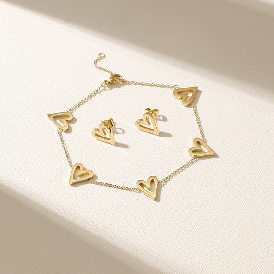 Chain heart-shaped hollow bracelet-NSB1935STGC