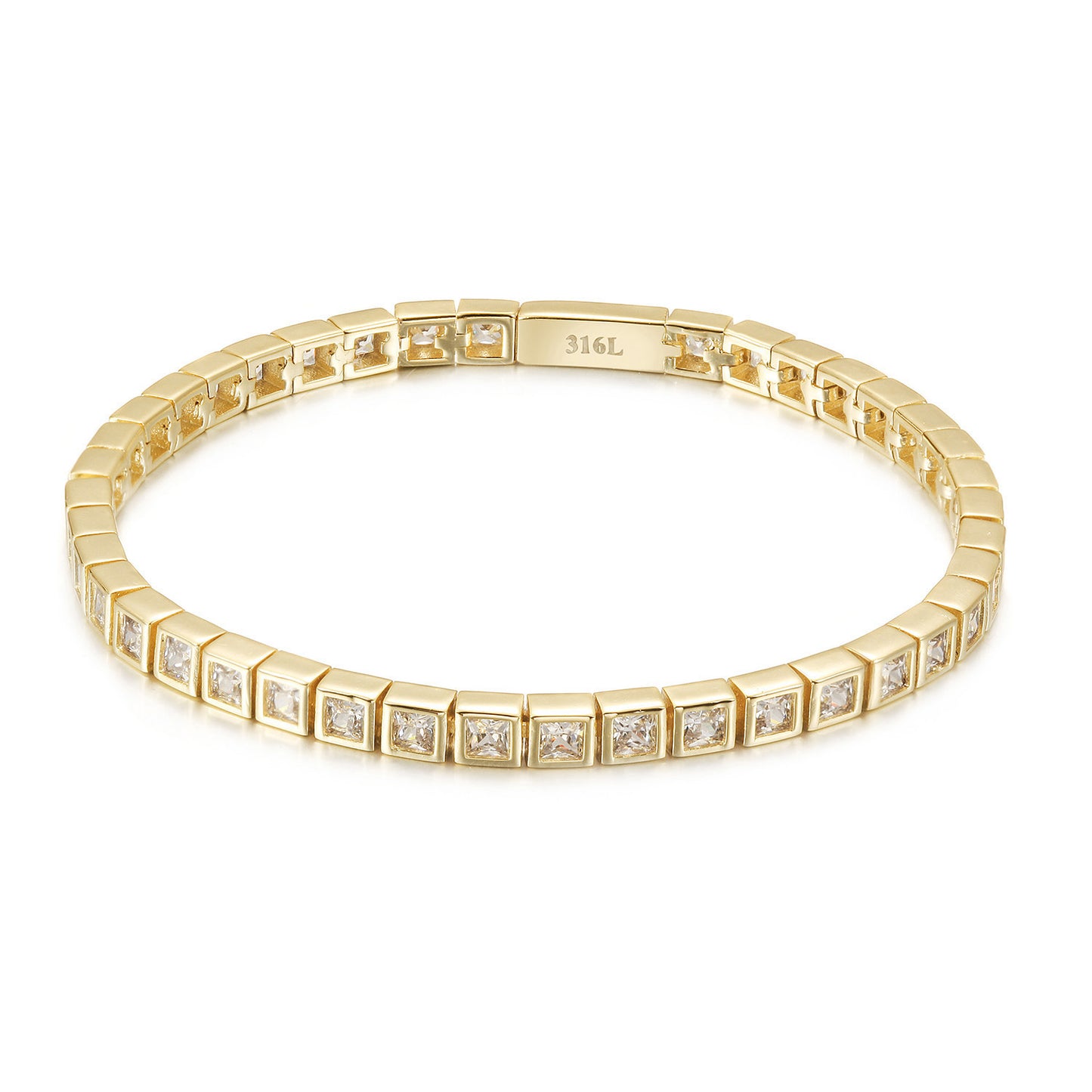 Golden Diamond Bracelet-NSB1938STGCZD-7