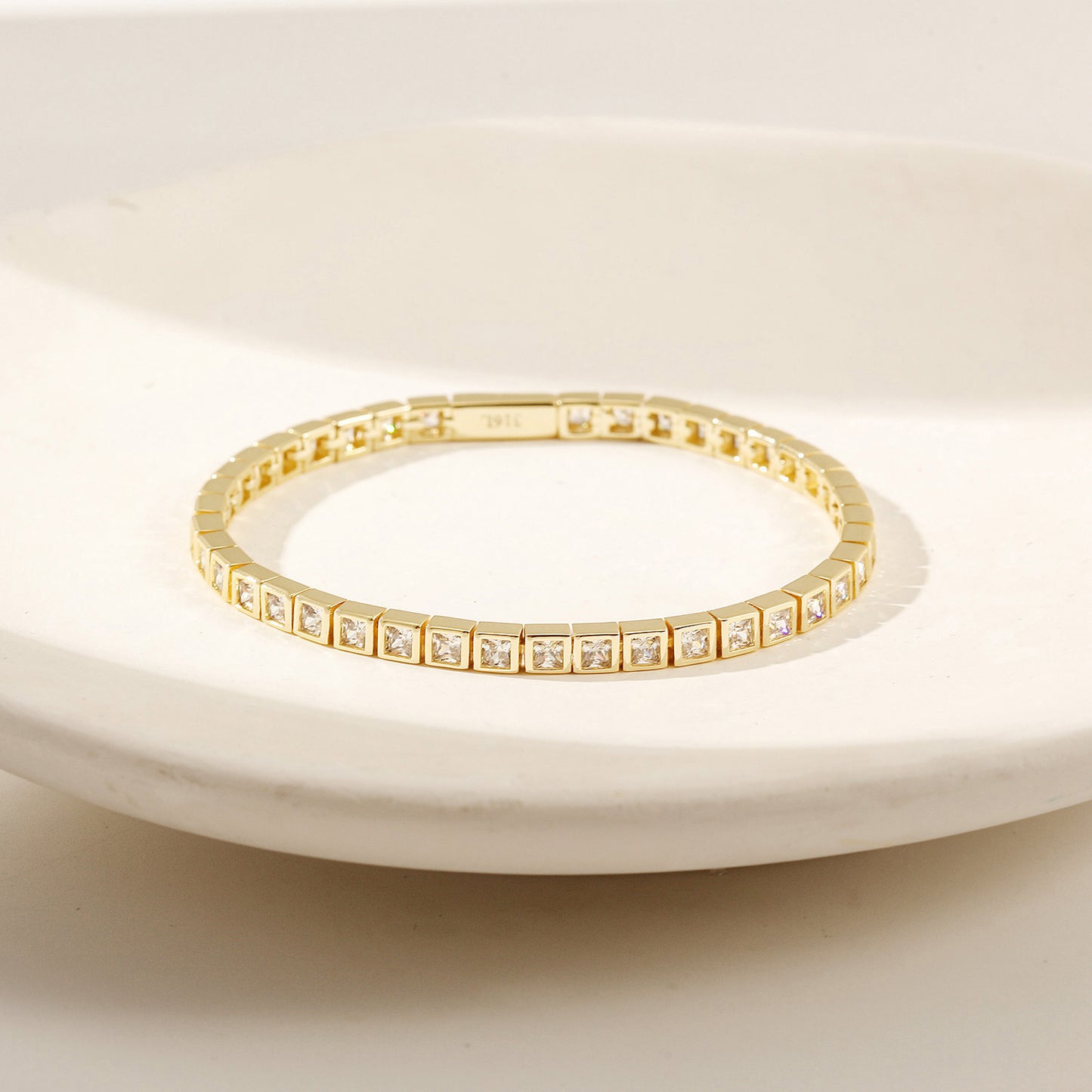 Golden Diamond Bracelet-NSB1938STGCZD-7