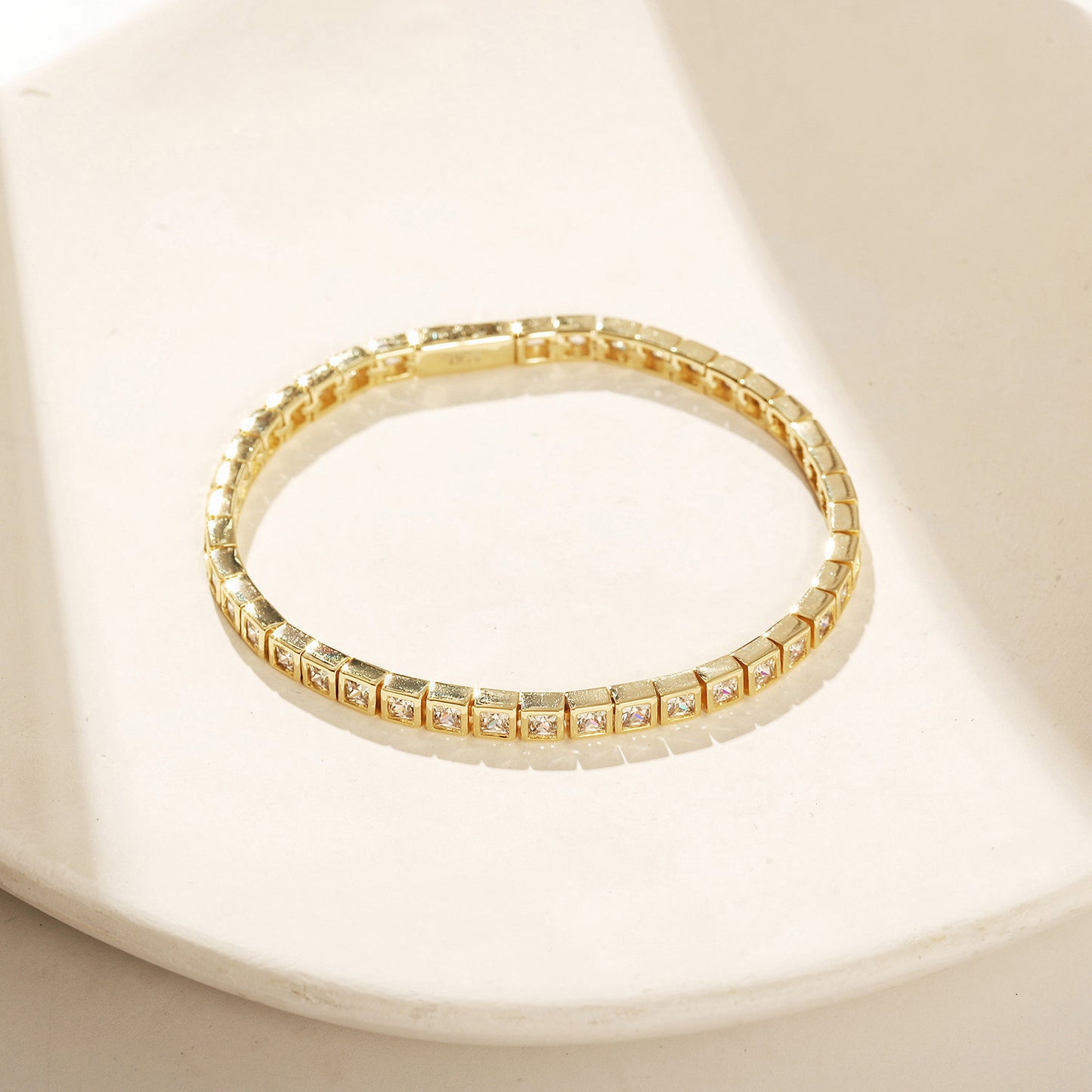 Golden Diamond Bracelet-NSB1938STGCZD-7