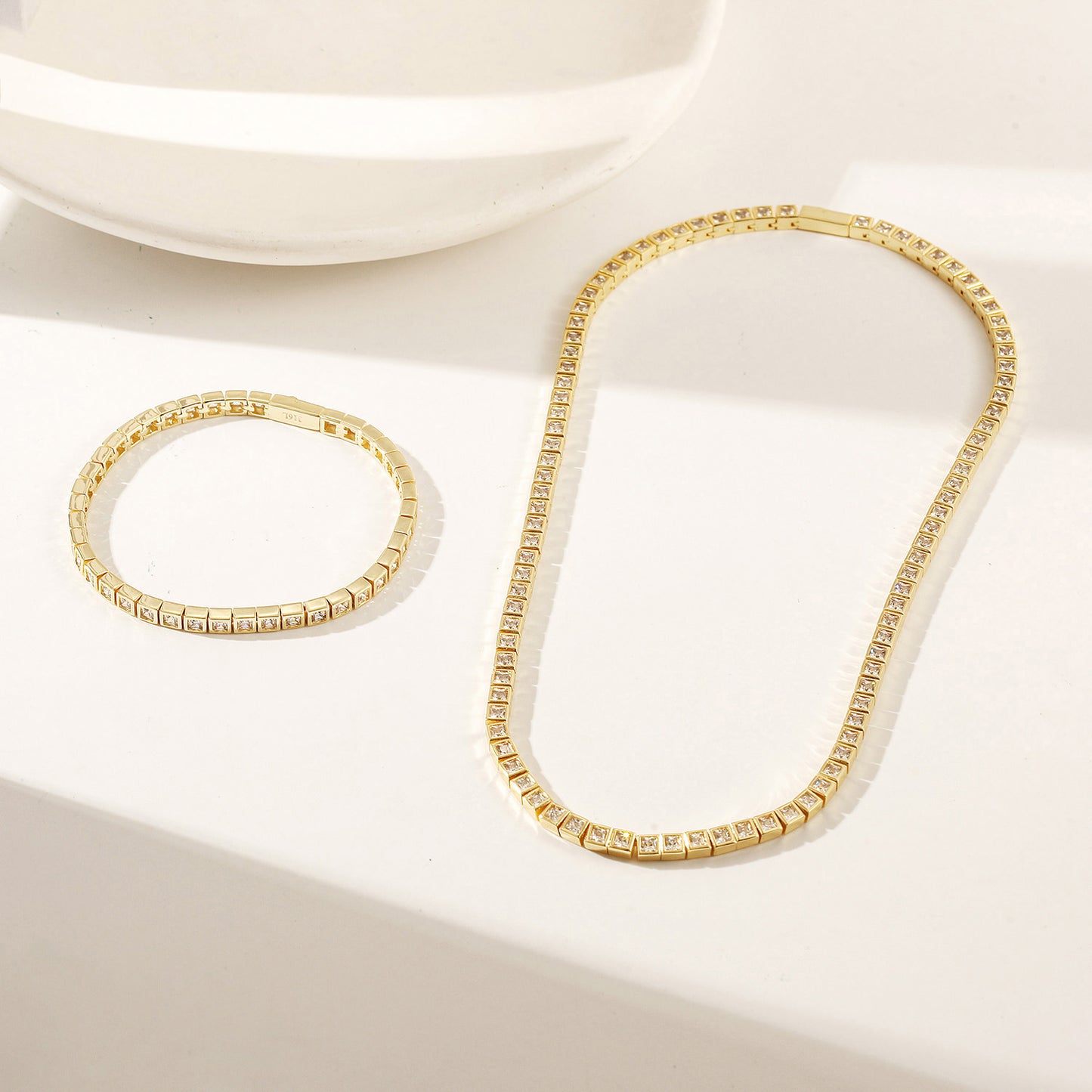 Golden Diamond Bracelet-NSB1938STGCZD-7