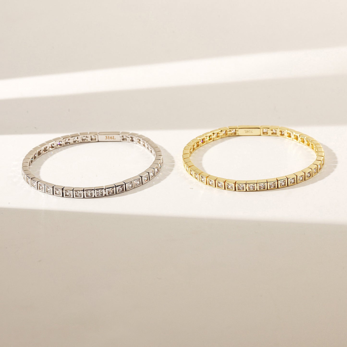 Golden Diamond Bracelet-NSB1938STGCZD-7