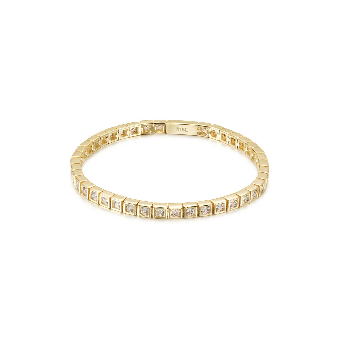 Golden Diamond Bracelet-NSB1938STGCZD-7
