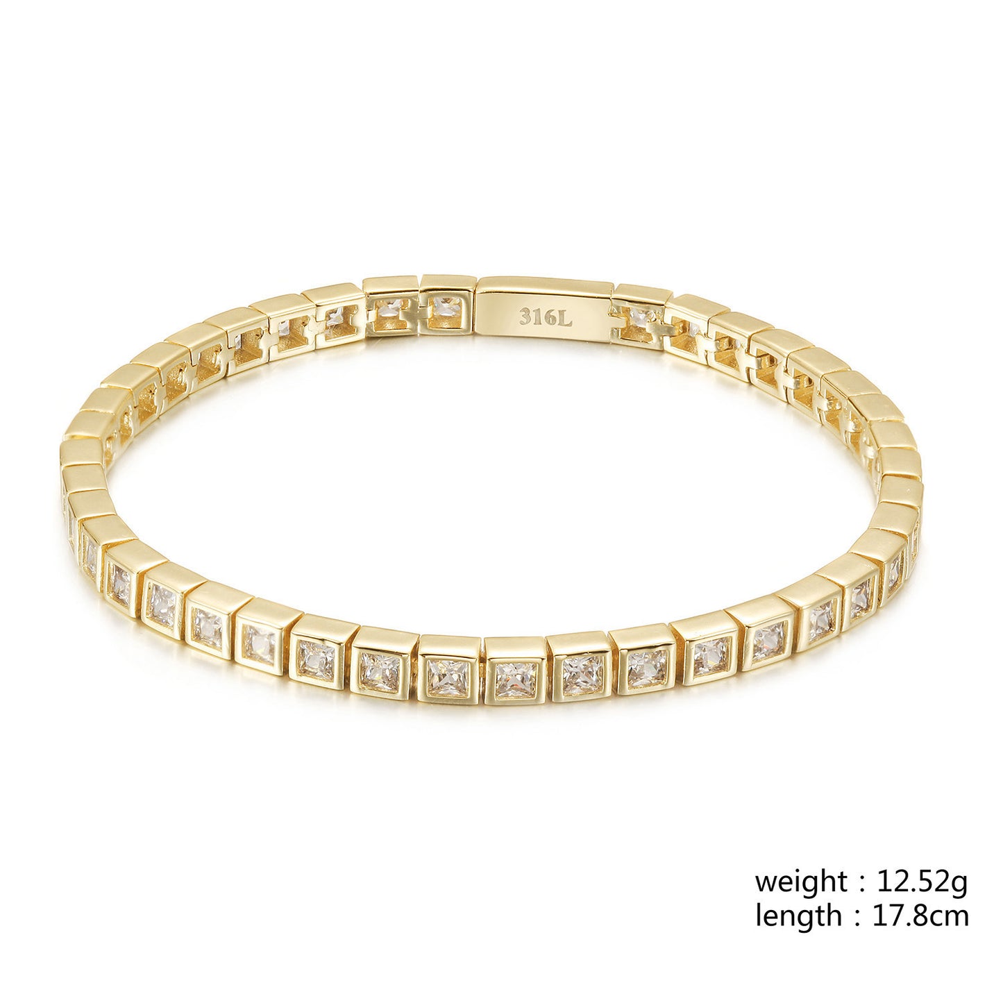 Golden Diamond Bracelet-NSB1938STGCZD-7