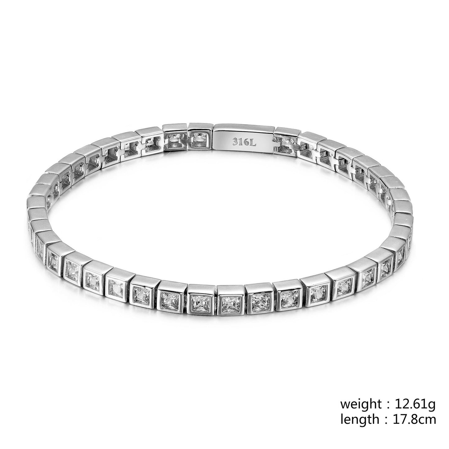 Silver full diamond bracelet-NSB1938STWGZD-7
