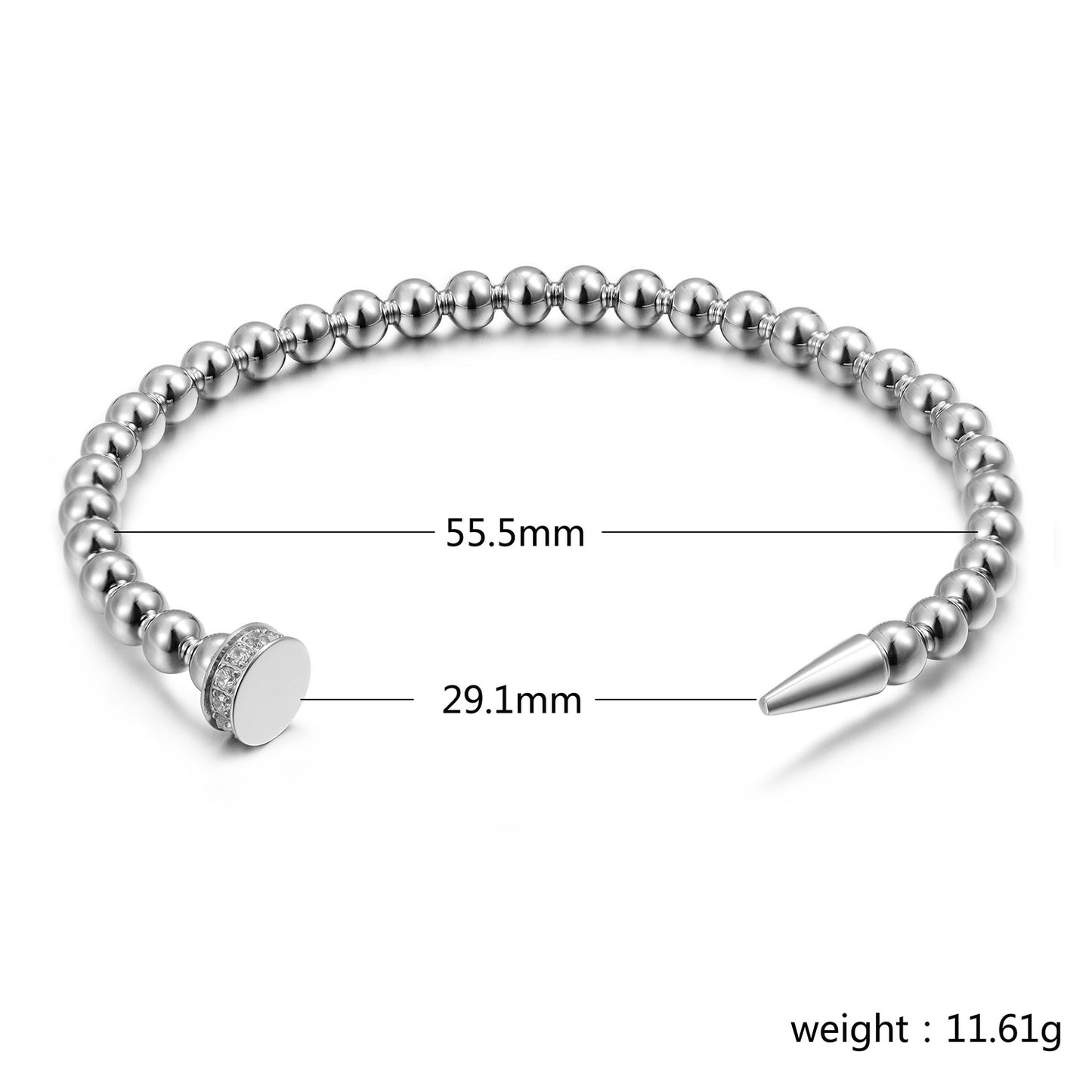 Silver round bead bracelet-NSB1939STWGZD