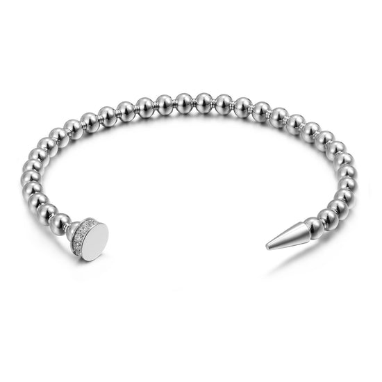Silver round bead bracelet-NSB1939STWGZD