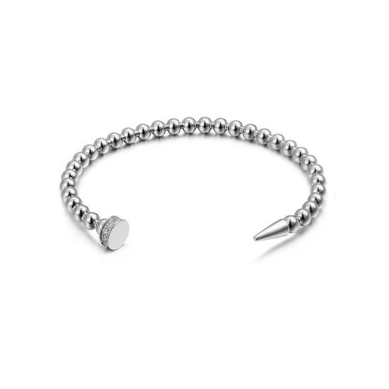 Silver round bead bracelet-NSB1939STWGZD